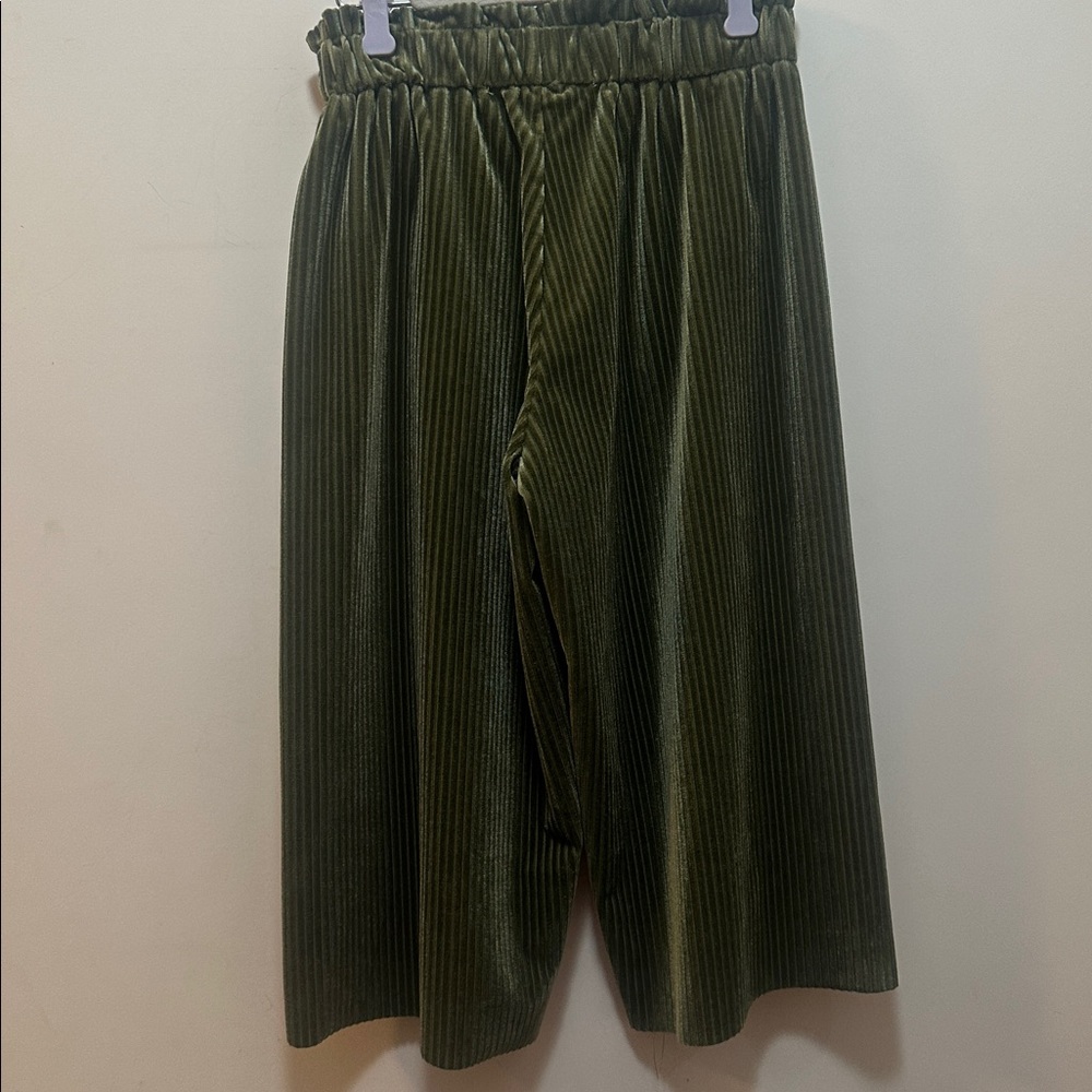 Dot Dot Smile Olive Green Pleated Velvety Pants - Picture 4 of 6